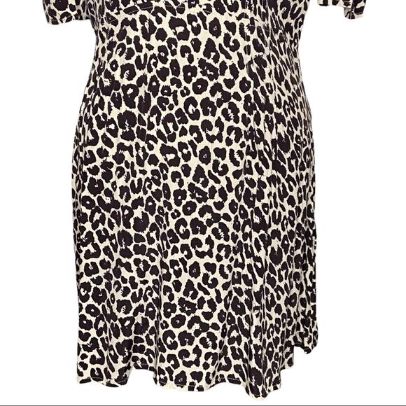 Something Navy Leopard Print Button Minidress Puff Sleeve Size Large NWOT - Picture 11 of 15